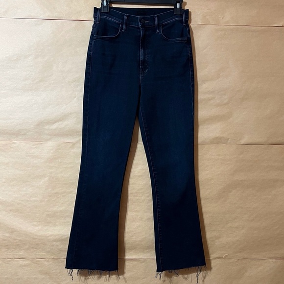 Mother The Hustler Ankle Fray Jeans Night in Paris High Rise Flare Denim Size 28 - Picture 1 of 15
